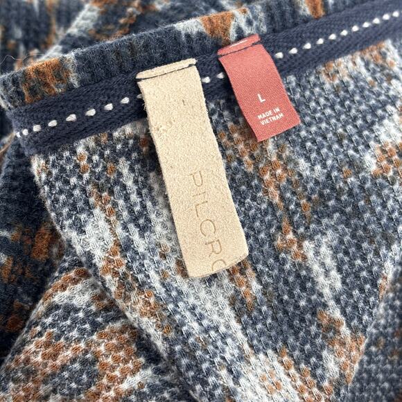 Anthropologie Pilcro Blue Notched Neck Waffle Knit Thermal Long Sleeve Top - Picture 9 of 11